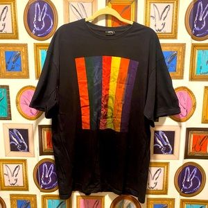 Vintage 98-01 Stussy Men’s Striped Logo TShirt Size XL